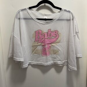 White Mesh Cropped Jersey